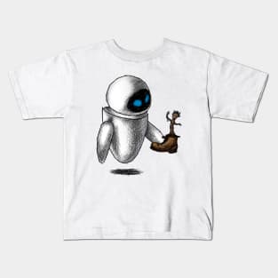 Eve and Groot ! - Wall-E and Guardians of the Galaxy Kids T-Shirt